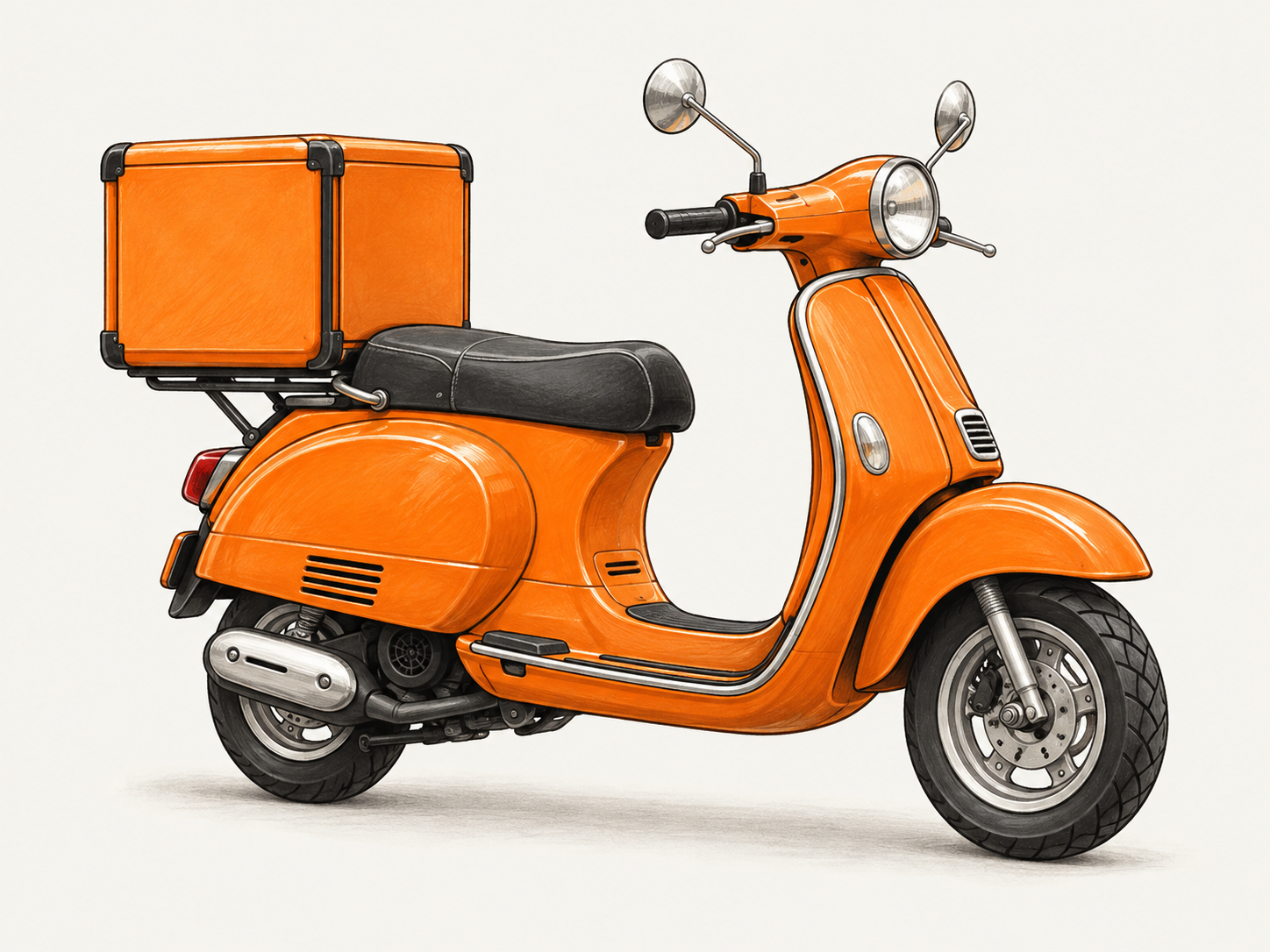Ilustrație cu scooter portocaliu